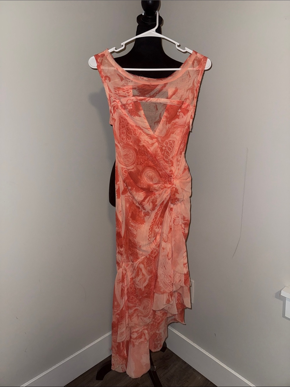 Urban Outfitters Coral Pink High-Low Knot Dress